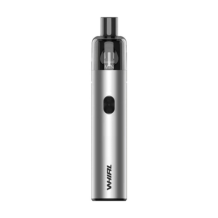 Uwell Whirl S2 Pod Mod gümüş renkli, ince, kalem tipi elektronik sigara