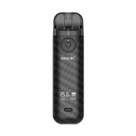 Smok Novo 4 Pod Mod Siyah Karbon Fiber, ayarlanabilir watt ekranlı.
