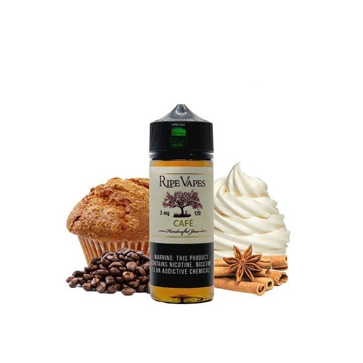 Ripe Vapes Cafe E Likit 120ml, kahve ve muffin aromalı likit