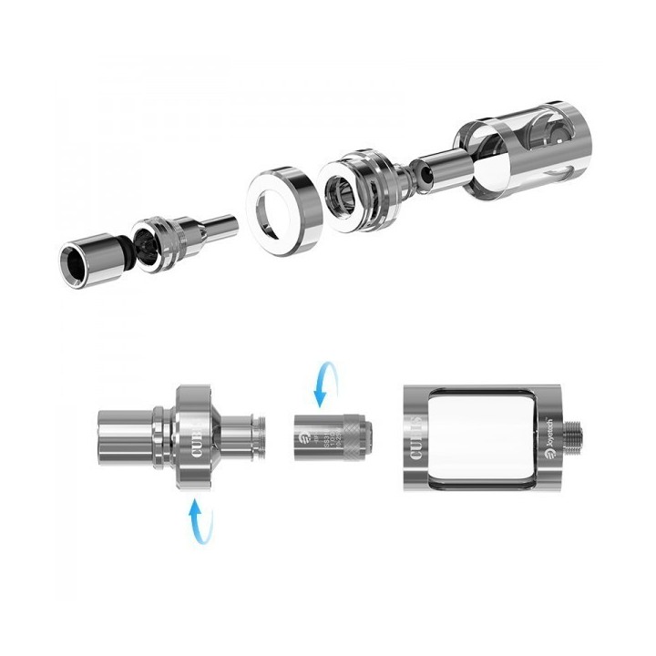 Joyetech BF Coil parçaları ve montaj şeması, gümüş renkli atomizer yedek parça.