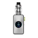 Vaporesso Gen Max Kit Pod Mod gümüş renkli, dijital ekranlı güçlü elektronik sigara.