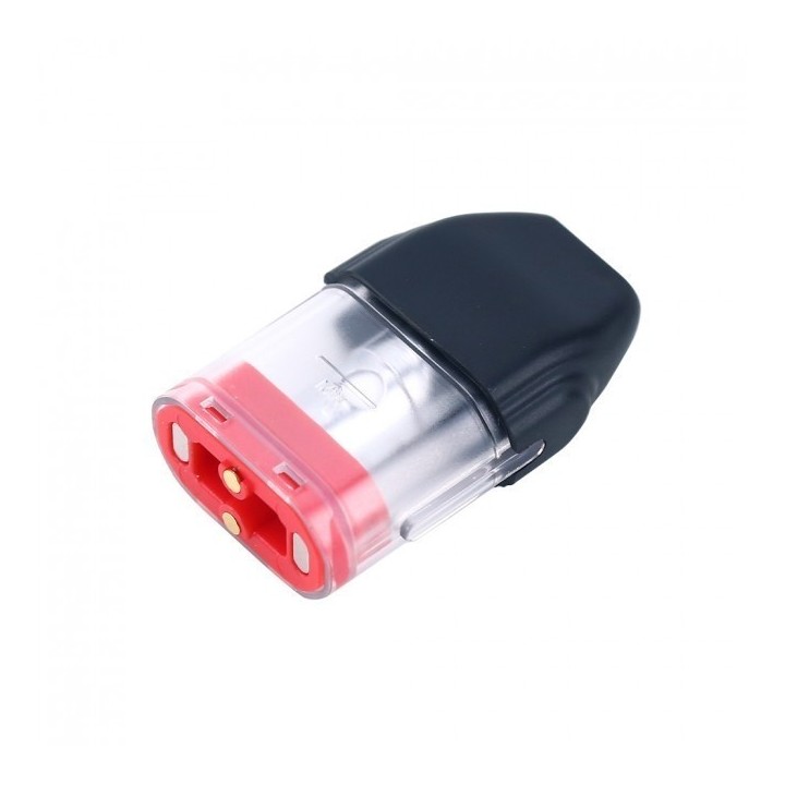 Uwell Caliburn KOKO kartuş yedek pod, şeffaf gövde ve kırmızı detay.