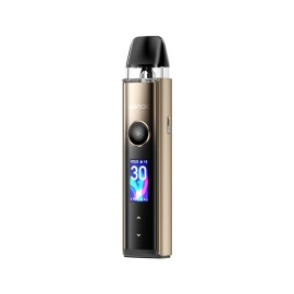 GeekVape Wenax Q Pro Pod Mod altın renkli, dijital ekranlı elektronik sigara.