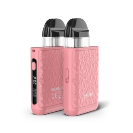 Aspire Minican 4 Plus Pod Mod pembe, dokulu gövde ve 20W ekranlı.