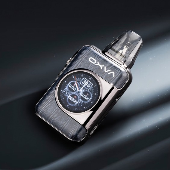 OXVA Xlim SQ Pro Pod Mod gümüş gri renkli, dijital ekranlı şık tasarım.
