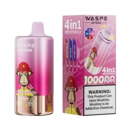 Waspe 4in1 Flavors 100K Kullan At pembe, şempanze desenli elektronik sigara.