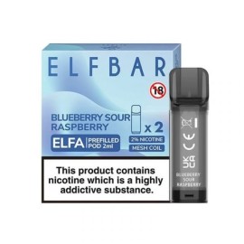 Elf Bar Elfa Blueberry Sour Raspberry önceden doldurulmuş kartuş 2'li paket.