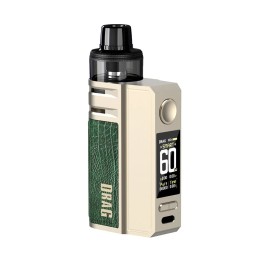 Voopoo Drag E60 Pod Mod krem/yeşil deri kaplama dijital ekranlı.